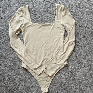 Second Skin Overalls Cream Long Sleeve Bodysuit
